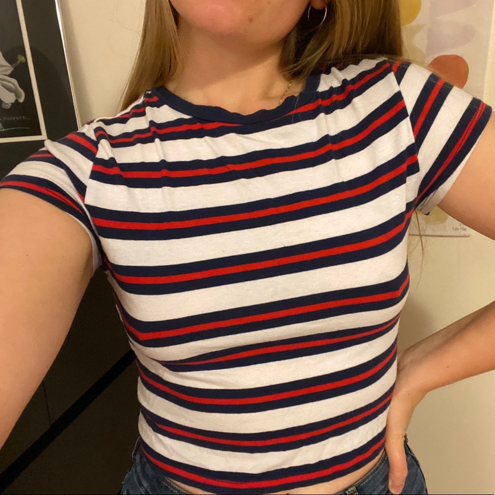 H&M Divided Cropped Striped Shirt - Size M